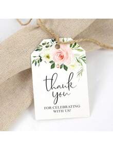 Thank You Tags, 100 PCS Flower Personalized Gift Tags For Wedding, Bridal Showers, Party Gift Wrapping (5 X 7.5cm/1.9 X 2.9in) - View 4