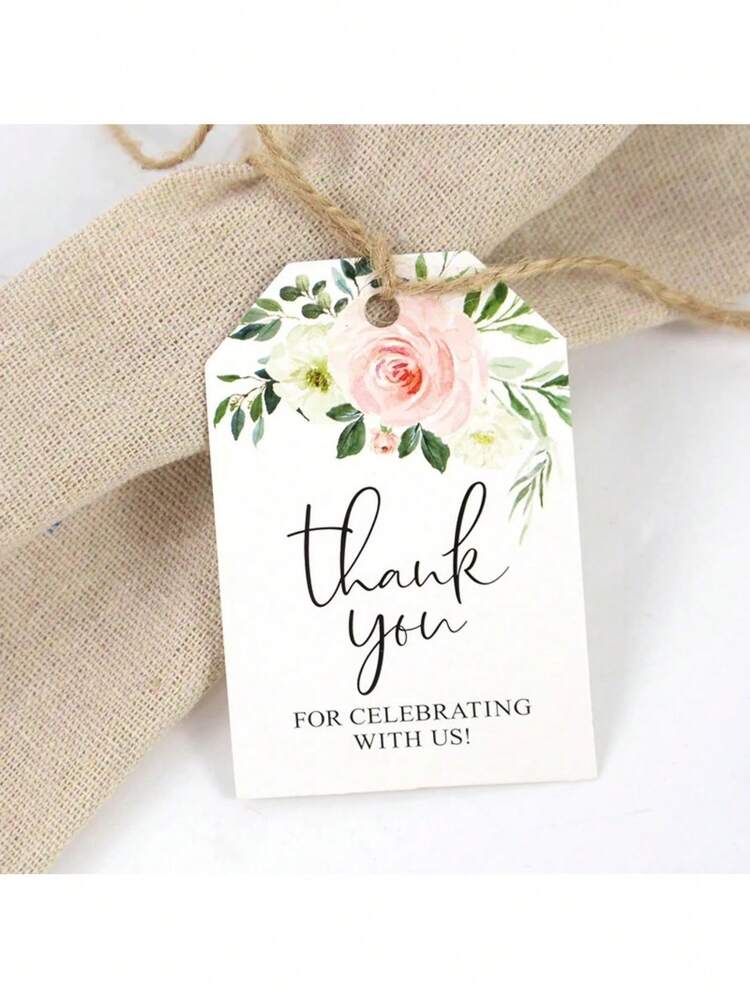 感谢标签，100 个花朵个性化礼品标签，适用于婚礼、新娘送礼会、派对礼品包装（5 x 7.5 厘米/1.9 x 2.9 英寸） - 查看 4