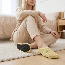 2026 Spring/Summer New Breathable Hollow-Out Slip-On Socks Shoes, Animal Embroidery, Unisex, Yellow Frog, Comfortable Indoor/Home Quiet Non-Slip Suitable For Yoga, Exercise, Travel, Foldable Soft Sole Lightweight - Yellow - View 3