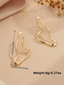 1 Pair Of Simple And Unique Gold Irregular Rings Drop Earrings For Women - Gold - View 2