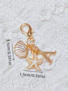 1 Bohemian-Style Golden Letter Keychain With Shell And Starfish Decorations, A-Z Letter Options-Perfect For Holiday And Beach Themes. Ideal Gift Or Decoration For Backpacks, Purses, And Handbags! A Great Gift For Friends, Classmates, And Loved Ones,Easter, Mother'S Day, Independence Day, Wedding Season, Graduation Season Gifts - View 11