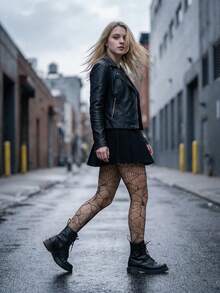 1 Pair Women's Versatile Spider Web Patterned Fishnet Stockings - Black - View 2