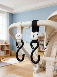 1pc Cute Cartoon Donkey Design Baby Stroller Hook, Nylon Strap Stroller Hanger Accessory - Multicolor - View 1