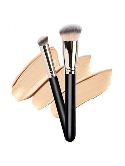 Makeup Brushes Pro Foundation Brush And Flawless Concealer Brush Perfect For Any Look Premium Luxe Hair Contour Brush Perfect For Blending Liquid,Buffing,Cream,Sculpting,Mineral Makeup