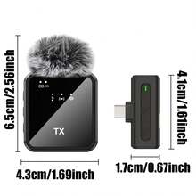 Micrófono inalámbrico mini lavalier de solapa para iPhone - Micrófono doble inalámbrico con enchufe y recogida 2.4G con ultra bajo retardo, chip de reducción de ruido incorporado, tiempo de funcionamiento de 5 horas para dos personas (batería recargable de 300mAh) - Ver 2