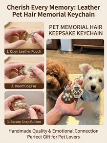 PETSIN Premium Leather Pet Hair Keepsake Keychain Paw Print Design,Personalized Pet Fur Memorial Keychain For Cherishing Beloved Pet Memories,Paw Print Pet Hair Keepsake Keychain Crafted To Hold Beloved Pet Fur - Multicolor - View 3