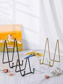 1pc N-Shaped Iron Photo Frame Holder, Simple Phone & Tablet Metal Stand, Display Stand For Decorative Plate - White - View 2