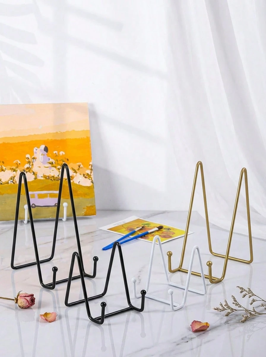 1pc N-Shaped Iron Photo Frame Holder, Simple Phone & Tablet Metal Stand, Display Stand For Decorative Plate