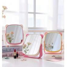 Creative Cat Ear Shaped Makeup Mirror Storage Box, Multifunctional Vanity Mirror Organizer For Dorm, Bathroom, Bedroom Desk, Holds Combs, Hair Clips, Makeup Brushes, Lipstick, Eyeliner - Multicolor - View 8