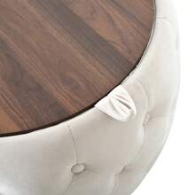 Luxurious 2-Piece Set Of Nesting Stools In Velvet, 4-In-1 Function, Round Storage Footstool With Wooden Shelf, No Assembly Required, Beige (58 Cm X 58 Cm X 38 Cm) - Beige - View 11