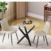 Black Leggings + 2 Beige PU Chairs
