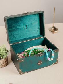 FEILIYA Vintage Chinese Emerald Wooden Jewelry Box Square Storage Chest With Lock Password Protection Treasure Organizer Wholesale Collectible Antique Style Premium Quality Jewelry Container Elegant Home Decor Storage Solution Retro Design Luxury Box Gift - View 8