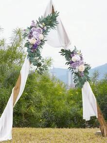 2件套 - 经典花卉装饰 - 人造紫色花朵搭配塑料绿叶，适用于婚礼拱门、宴会厅、家居装饰，以及毕业典礼、感恩节、生日、返校活动等场合。 - 彩色 - 查看 3