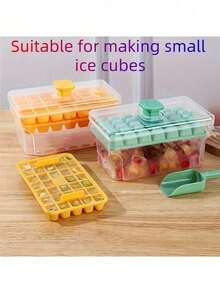 1 Set New Quick Ice Maker With Ejection Device, Homemade Ice Tray With Ice Scoop, Easy Release Small Ice Cube Container, Portable Ice Storage Box - Multicolor - View 13