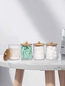 Dental Floss And Swab Organizers With Lids - 4 Packs, 10oz Clear Bathroom Organizers, Suitable For Swabs, Bath Salts, Etc., Can Also Be Used As Vanity Organizers. - Multicolor - View 4