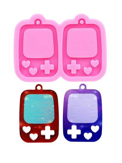 1pc Pink Liquid Silicone Material Silicone Mold, Fashion Mirror Square Earring Resin Silicone Mold For Jewelry Making, Earrings, Necklaces, Decorative Pendants