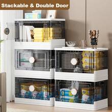 White Plastic Storage Bins With Rotaing Lock, Large Capacity Stackable Organizer, Multi-Function Storage Box Foldable Storage Bins With Lids For Bedroom Office Kitchen Living Room Bathroom Hallways - White - View 3