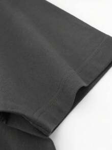 Áo thun nữ dáng rộng cổ tròn tay ngắn in hình trái tim, chữ cái và hoạt hình, thích hợp cho mùa xuân/hè. - Màu xám đen - Xem 7