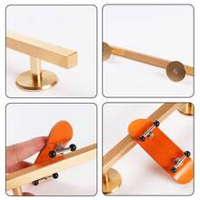 1 pieza Riel de aluminio dorado cuadrado de 25 cm, resistente al desgaste y duradero, con diseño antideslizante, adecuado para trucos profesionales de fingerboard, ideal para entrenamiento de fingerboard y actuaciones callejeras - Dorado - Ver 3