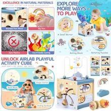CdbdfsAirlab Wooden Activity Cube Montessori Toys For 1 Year Old Toddlers 12 Months + Toddler Learning Toys 1-3 Boys Girls Baby Sensory Interactive Birthday Giftfhrsdf - ActivityCubeOceanTheme - View 1