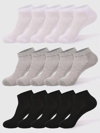 5 đôi tất thể thao ngắn cổ thấp, mỏng, unisex màu trắng, đen, xám, kiểu dáng thường ngày, thích hợp cho chạy bộ.