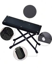 1pc Adjustable 3-Leg Foot Rest Pedicure Stool, Non-Slip Rubber Toe Nail Care Stand, Foldable Metal Foot Rest Platform - Black - View 4