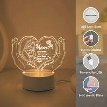 1个3D亚克力雕刻小夜灯，USB供电，带开关按钮，粉色灯光，是送给妈妈的完美生日、圣诞节、感恩节、母亲节礼物。 - 黃色 - 查看 8