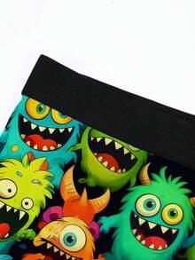 Men's Patchwork Cartoon Print Casual Everyday Briefs - Black - View 6