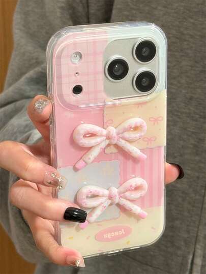 Ốp lưng điện thoại bóng bẩy họa tiết chấm bi, nơ, hoa và sao dễ thương + nơ hoa hồng 3D, tương thích với iPhone 17 Pro Max 17 Pro 17 16 Pro Max 15Promax 14Pro Max 13 Pro Max 16 15 14 Plus 12 Promax 11. Ốp lưng mềm mại bảo vệ toàn màn hình với họa tiết hoa sọc kẻ caro, phối màu độc đáo.