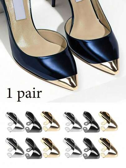 2pcs Metal Anti-Kick Toe Cap Design, Shoe Toe Protector, Sturdy Shoe Toe Cover, Elegant For Women High Heels Repair Decor Protection, Portable Decorative Shoe Toe Cap, Durable & Fashionable, Suitable For High Heels, Boots And Pumps, Shoe Decor, Protection & Repair, Valentine's Day Gift, Ramadan Gift, Travel Essential, Party Favor, Wedding Gift