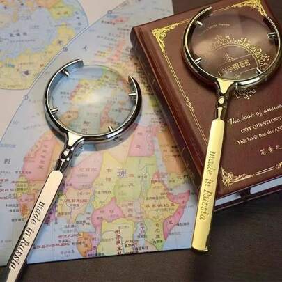 Vintage Retro High-End Magnifying Glass, High-Quality Decorative Magnifier, Metal Handle Floral Pattern Noble Magnifier, Magnifier Collection, Student Magnifier, Elderly Reading Magnifier
