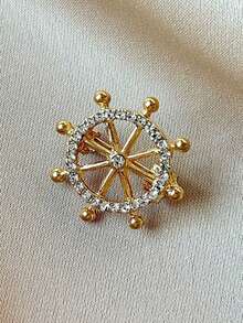1pc/2pcs Rhinestone Rudder Brooch, Fashion Unisex Personalized Formal Dress Badge Pin - Multicolor - View 2