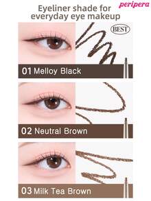 Peripera K-Beauty SPEEDY PENCIL LINER 眼線筆，奶油/凝膠眼線筆，2mm細筆尖，濃郁顯色，高顯色度，滑順滋潤質地，持久防暈染防水防汗，霧面妝效 - # 08 Cocoa Ash - 查看 9