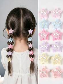 10 Stücke/Set Mädchen bunte Pailletten Doppelschicht Fünfzackiger Stern Haarspangen, süße Haaraccessoires, geeignet für den täglichen Gebrauch - Verschiedenfarbig - Übersicht 7