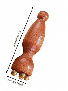 2pcs Solid Brass Facial Massage Tools | Lotus Shaped Facial Gua Sha Tools, Acupressure Massager For Face And Eyes, Skincare, Wooden Facial Massager, Facial Beauty, Eye Massage, Acupressure And Skincare - Brown - View 9