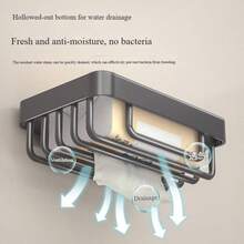 Bathroom Toilet Paper Holder Rack, Mesh Basket, No Drilling Required, Wall-Mounted Toilet Paper Box, Tissue Box For Washroom - Multicolor - View 4