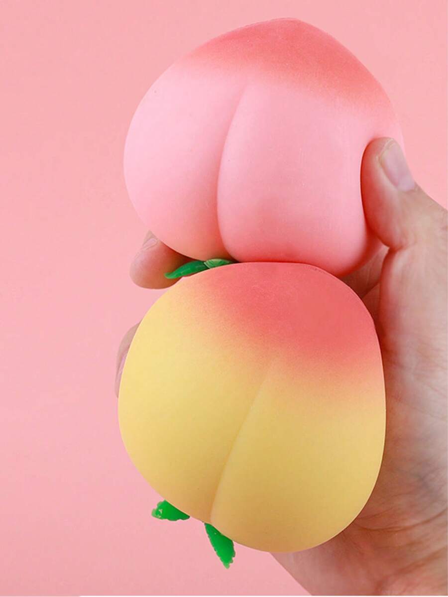 1/2pcs Creative Stress Relief Realistic Peach Squeeze Toy, Squishy Slow Rebound Anti-Stress Toy, Soft Fidget Toy For Adults, Decorative Gift With Random Color Stress Relief Cube And Gift Bag