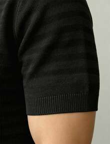 GRDR Camiseta casual de verano para hombre con cuello en V y diseño texturizado de manga corta - Negro - Ver 5