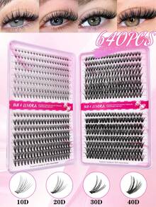 640/240pcs D-Curl Faux Mink Eyelashes, High Capacity Individual Lashes, Suitable For Beginners And Professionals For DIY Use At Home. 10D+20D+30D+40D+50D+60D+80D+100D Mixed Style Lash Book, Can Create Different Eye Makeup Looks, Soft & Natural, Long-Lasting & Lightweight - D - View 9