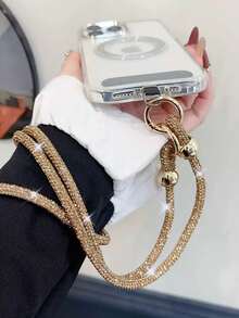 Luxury Flash Rhinestone 1pc Luxury Rhinestone Phone Lanyard Long Style Crossbody For Women High-End Full Rhinestone Hanging Chain New Wrist Exquisite Advanced Sense Bag Chain Versatile Internet Celebrity Hanging Ornament Camera Anti-Lost Rope Party Gift Anniversary - Multicolor - View 9