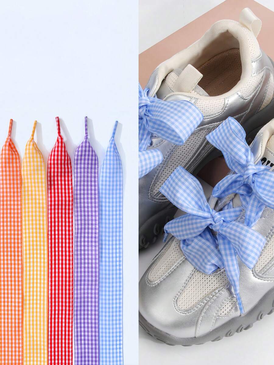 1 par/2 unidades de cadarços de 120 cm de comprimento, estilo britânico, xadrez moderno e colorido, adequados para sapatos Oxford, tênis de corrida, tênis de lona e tênis casuais. - Multicolorido - Ver 1