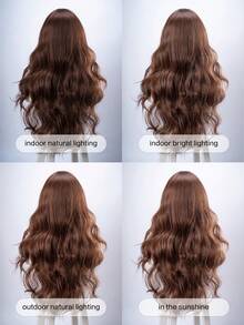 28-Inch Long Synthetic Wig Featuring A Natural Wavy Style In A Stunning Brown. Middle Part Design , It Is Crafted From Heat-Resistant Fiber To Ensure Durability. This False Hairpiece Is Perfect For Ms Daily S Perfect For Daily Use, Offering A Natural And Re Use, Offering A Natural And Realistic Appearance That Mimics It Is Also A Gift For Women. - Brown - View 10