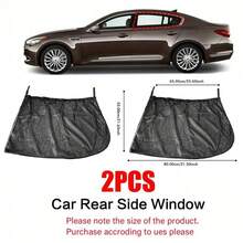 2pcs Car Front And Rear Window Sun Shade & Mosquito Net Cover, Suitable For Sedan - Category - View 3