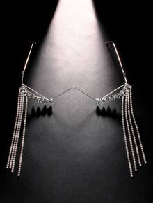 1 gọng kính đính đá bạc, gọng kính tua rua cá nhân hóa kiểu Âu Mỹ, trang sức thời trang cho khuôn mặt nữ dự tiệc. - Nhiều màu - Xem 5