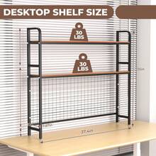 Bookshelf For Desk,2-Tier Desktop Bookshelf - Metal Desktop Bookshelf Organizer,Desk Book Organizer With 3 Hooks & DIY Storage Mesh,Suitable For Office/Game Room/Study/Powder RoomPerfect For Organizing Books, Magazines, Office Supplies(Brown) - màu nâu - Xem 5