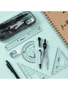 8pcs Student Math Geometry Kit Drafting Tools Set With Storage Box - Sets - View 3