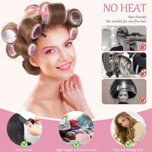 36件套自粘式卷发器套装，包含24个卷发器和12个夹子，沙龙级卷发器，适合DIY发型设计，无需加热，美发造型套装 - 彩色 - 查看 2