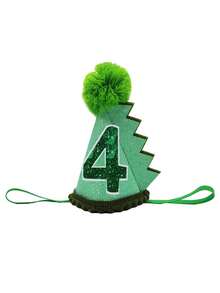 Handmade Felt Cartoon Dinosaur Green Birthday Hat, Birthday Costume Headwear, Handpasted 1-9 Number Birthday Party Hat - Green - View 20