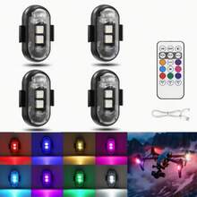 4pcs RGB LED Strobe Light For Aircraft With Remote Control, Poleless Design, 8 Color Lighting, USB Charging, IP65 Waterproof And Shockproof Emergency Warning Light: Suitable For Cars, Motorcycles, Drones, Airplanes Or Bicycles. - A - View 2