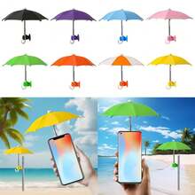 带拳头吸盘的手机伞，防晒通用迷你防风遮阳伞，手机配件 - 彩色 - 查看 2